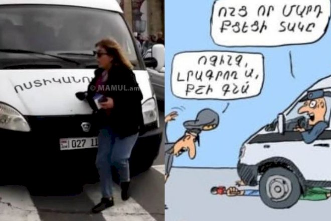 Jurnalisti vuran erməni polis karikatura qəhrəmanı oldu  - FOTO(VİDEO)