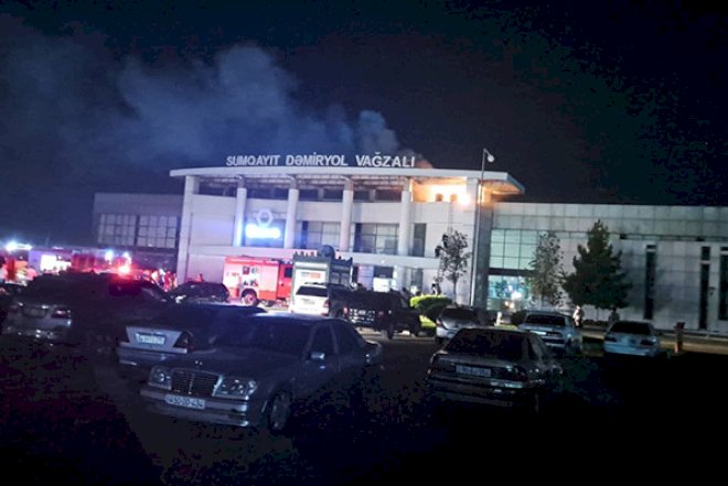Sumqayıt dəmir yolu vağzalındakı yanğın söndürüldü - YENİLƏNİB