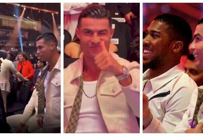 Ronaldo boks gecəsinə damğa vurdu- FOTOLAR