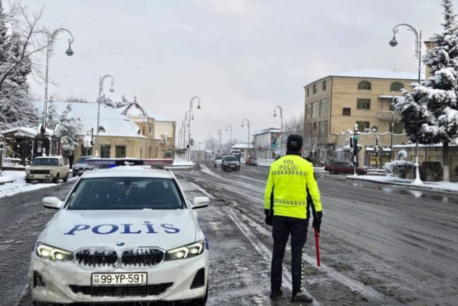 Şəkidə polis gücləndirilmiş rejimdə işləyir- FOTOLAR