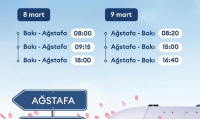 Bakı-Ağstafa-Bakı marşrutuna 8 və 9 mart tarixlərində əlavə qatar reysləri təyin edilir 