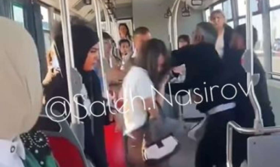 “BakuBus”da ata qızını döydü - VİDEO