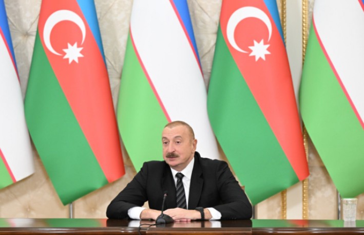 Prezident: Azərbaycan və Özbəkistan qonşu ölkələrlə nəqliyyat siyasətinin koordinasiyası üzrə razılığa gəlib 