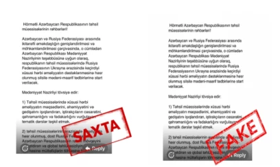 Mədəniyyət Nazirliyinin Rusiya ilə əməkdaşlığına dair saxta sənəd yayılıb 