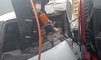 Xətaidə avtobusla avtomobil toqquşdu - VIDEO