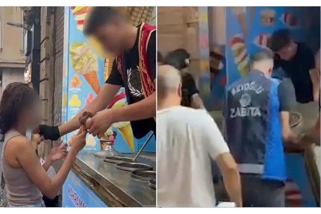 Turistə nalayiq hərəkət edən dondurmaçı cəzalandırıldı - VİDEO