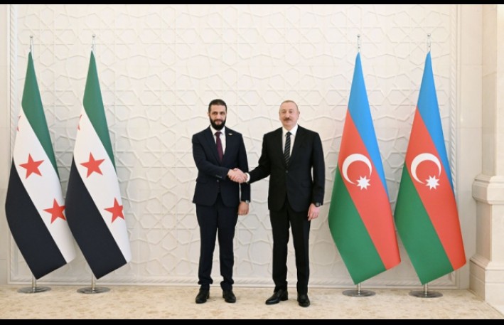 Prezident İlham Əliyevin Suriyanın keçid dövrü Prezidenti ilə geniş tərkibdə görüşü olub 
