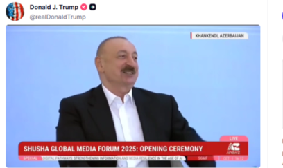 Tramp İlham Əliyevin çıxışını paylaşdı - VIDEO