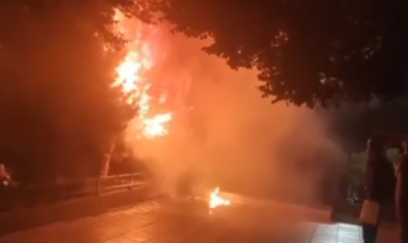 Təbrizin mərkəzi parkı yanır 