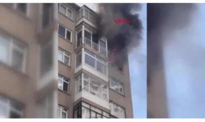 Kadıköydə 10 mərtəbəli binada yanğın - Hadisə yerinə təcili yardım göndərildi
