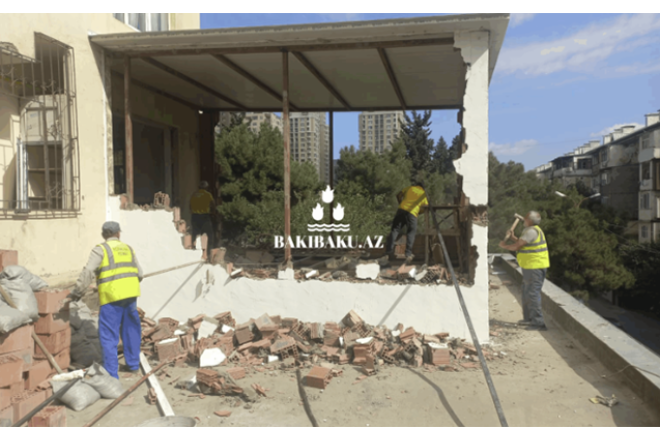 Binaya qanunsuz eyvan artırdı - SÖKÜLDÜ - FOTOLAR