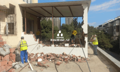 Yasamalda çoxmərtəbəli binada qanunsuz artırılan eyvan sökülüb- FOTO