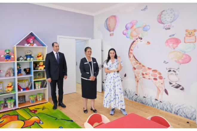 Leyla Əliyeva Şamaxıda inşa olunan körpələr evi-uşaq bağçalarının açılışında iştirak edib 