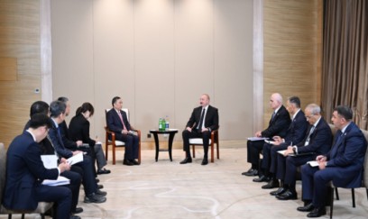 Prezident İlham Əliyev Tiencin şəhərində “CCCC” şirkətinin sədri ilə görüşüb 