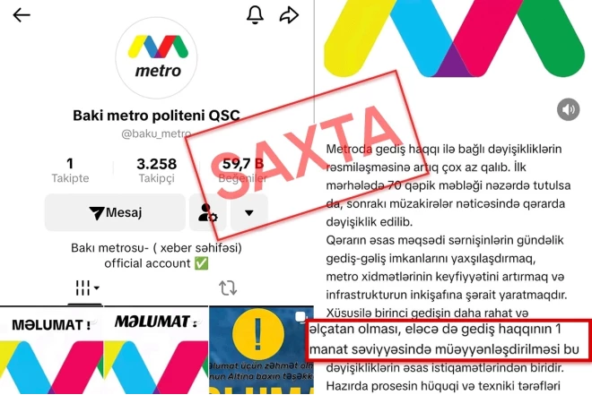 Bakı metrosunda gediş haqqının artdığını deyən saxta səhifə yaradılıb 