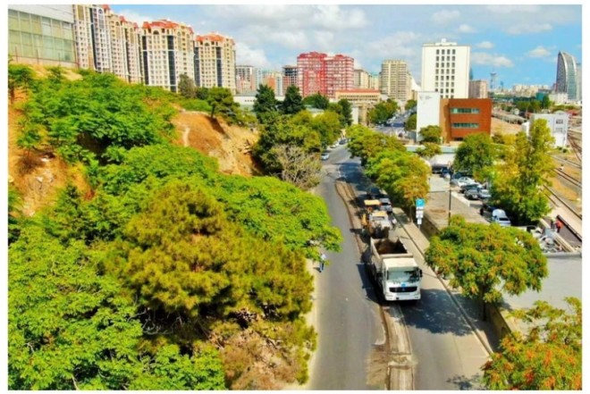 Bakının Xətai prospektində təmir işlərinə başlanılıb
