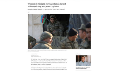 "Jerusalem Post" Zəfər Günündən yazıb: Azərbaycan regionda sülh və sabitliyi möhkəmləndirir 