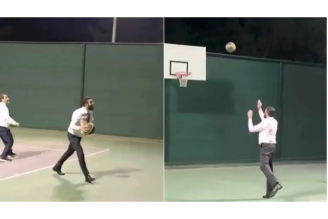 Suriya prezidenti ABŞ generalları ilə basketbol oynadı - VİDEO