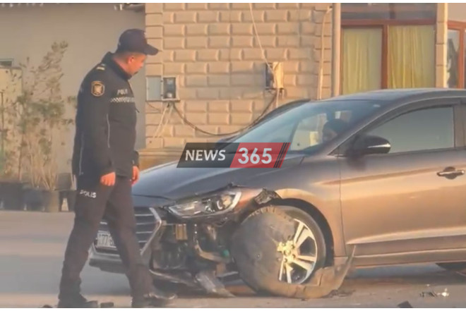 “Apro Hospital”ın qarşısında qəza - Yolda tıxac yarandı + VİDEO