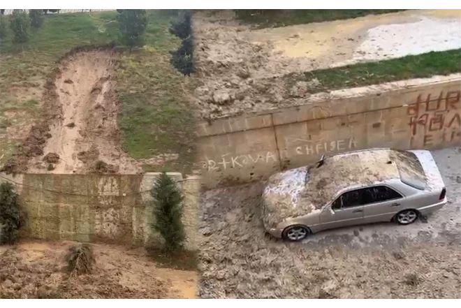 Bakıda torpaq uçqunu: Hadisə yerindən ilk məlumatlar + YENİLƏNDİ