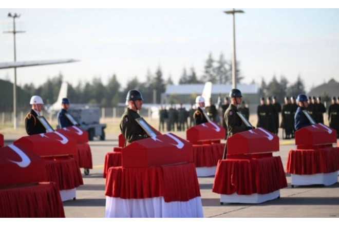 Hərbi yük təyyarəsində həlak olan türkiyəli hərbçilərlə vida mərasimi keçirilib 