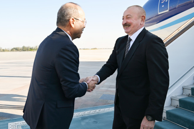 İlham Əliyev Özbəkistandadır- FOTOLAR