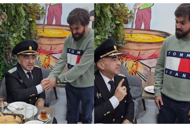 Prokurorluğun polkovniki "İlyasın kafesi"ndə yemək yedi  - VİDEO