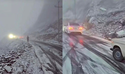 Lazaya gedən yol buz bağladı 