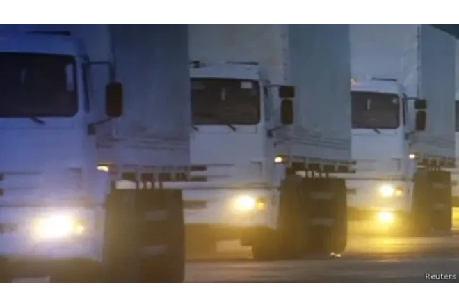 Ukrayna sərhədində humanitar yardım karvanı hədəfə alınıb - Ölənlər var