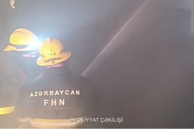 Binəqədidə hamamda yanğın olub - VİDEO