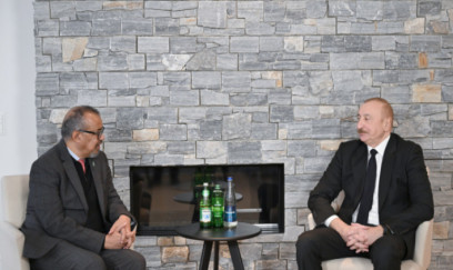Prezident İlham Əliyev Davosda ÜST-ün Baş direktoru ilə görüşüb 
