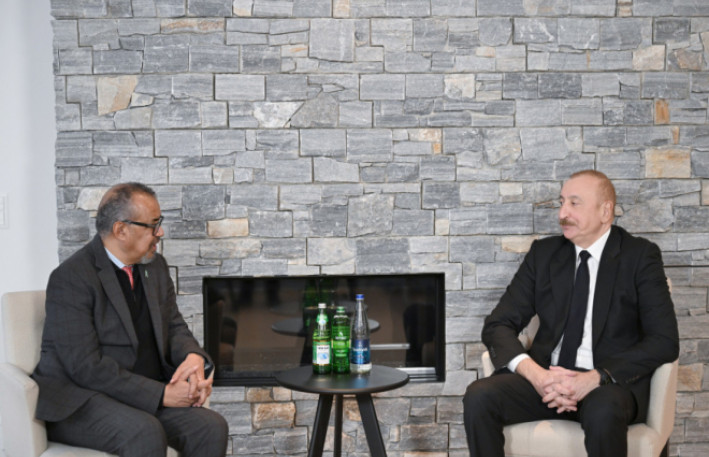 Prezident İlham Əliyev Davosda ÜST-ün Baş direktoru ilə görüşüb 