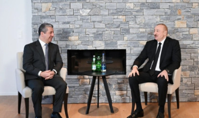 İlham Əliyev Davosda İraq Kürdüstan Regionunun Baş naziri ilə görüşüb