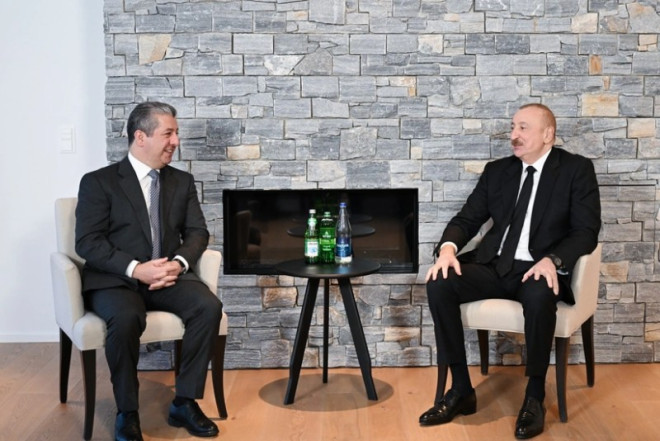 İlham Əliyev Davosda İraq Kürdüstan Regionunun Baş naziri ilə görüşüb