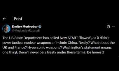 Dmitri Medvedev bu sazişin “qüsurlu” adlandırmasına reaksiya verib 