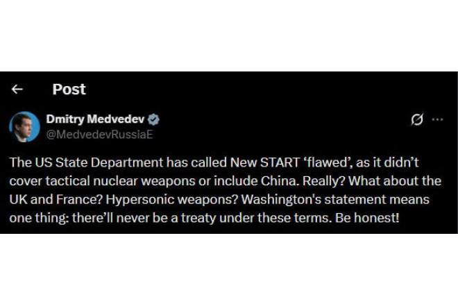 Dmitri Medvedev bu sazişin “qüsurlu” adlandırmasına reaksiya verib 