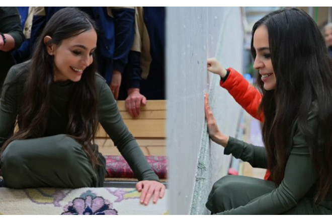 Leyla Əliyevadan tarixi xalçaya ilmələr - VİDEO