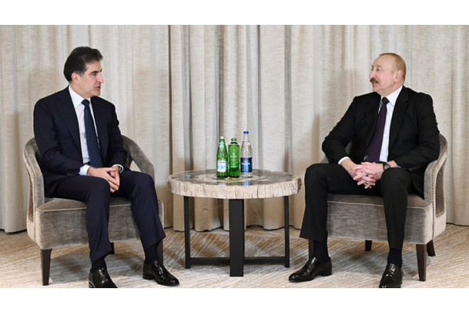 Prezident İlham Əliyev Münhendə İraq Kürdüstan Regionunun başçısı ilə görüşüb 