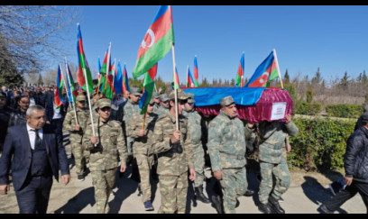 Şəhid Qurban Göyüşov Ağdamda dəfn olundu - FOTOLAR