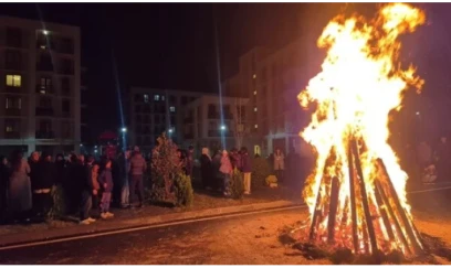 Ağdamda ilk bayram tonqalı qalandı 