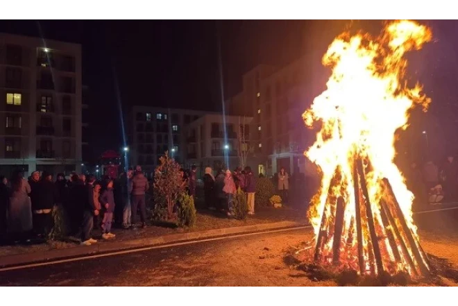 Ağdamda ilk bayram tonqalı qalandı 