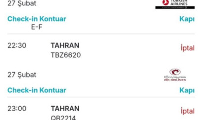 İstanbul–Tehran reysləri buna ləğv edildi 