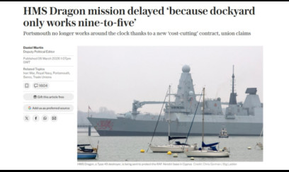 “Dragon” hərbi gəmisinin Kiprə göndərilməsi gecikib 