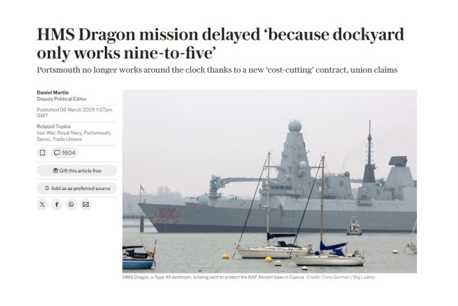 “Dragon” hərbi gəmisinin Kiprə göndərilməsi gecikib 