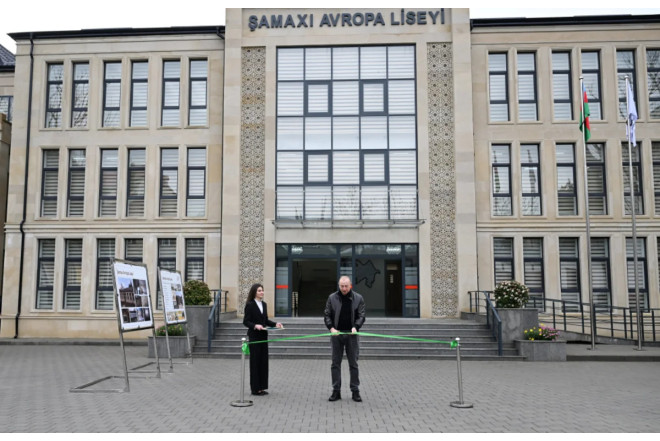 Prezident İlham Əliyev Şamaxı Avropa liseyinin yeni binasının açılışında iştirak edib 