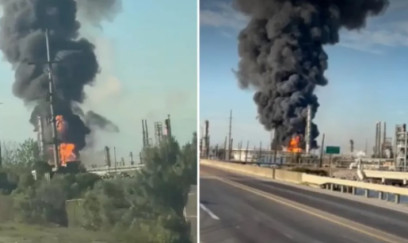 ABŞ-də neft emalı zavodunda partlayış baş verdi - VİDEO