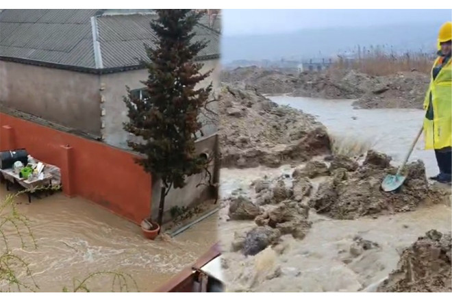 Sulutəpəni yağış suları basdı, hərəkət çətinləşdi - Video 