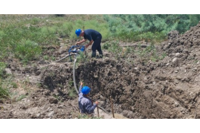 Kürdəmirdə magistral su xətti partlayıb, 6 kənd susuz qalıb 