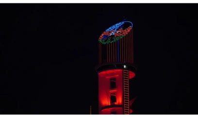 Ankarada Cümhuriyyət Qülləsi Azərbaycan bayrağının rəngləri ilə işıqlandırıldı 