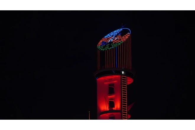 Ankarada Cümhuriyyət Qülləsi Azərbaycan bayrağının rəngləri ilə işıqlandırıldı 